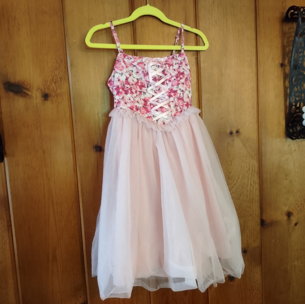 Girls 6Y Renaissance Fairy Floral Pink Tulle Dress Costume